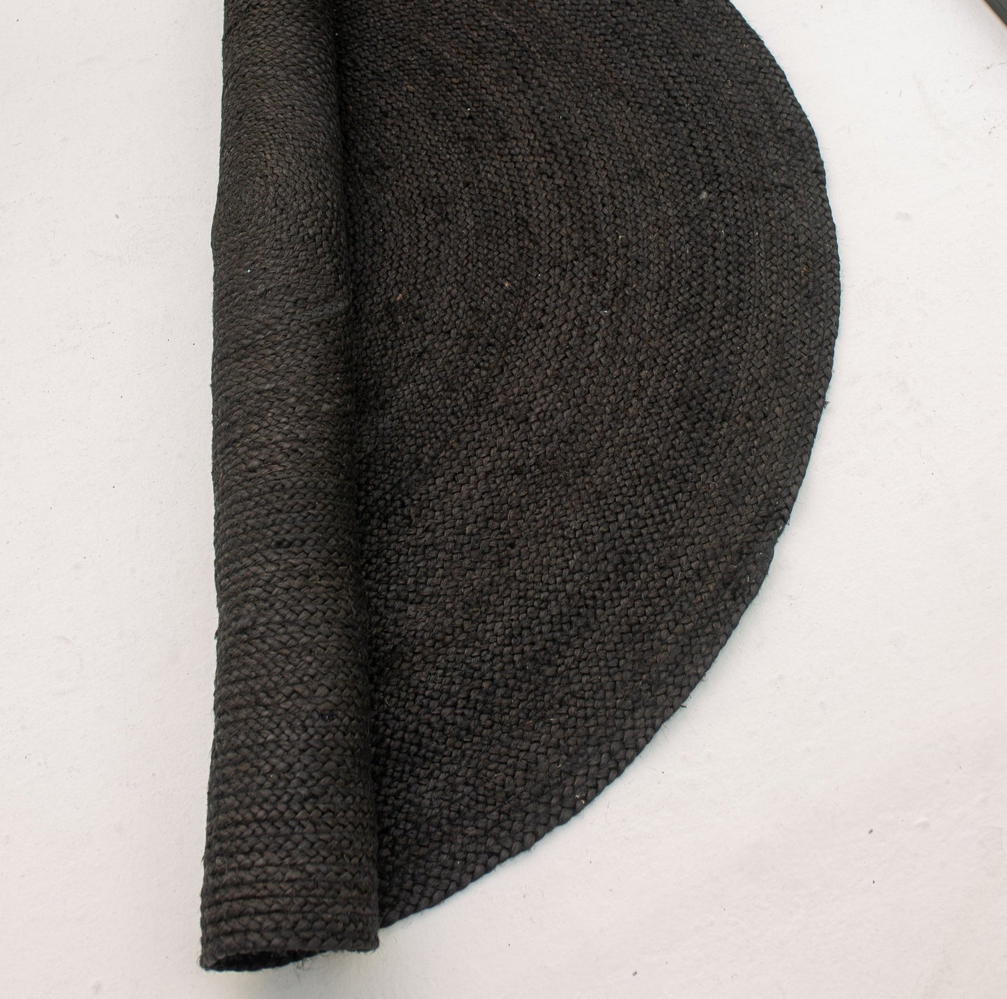Natural Black Rug - Jute -Round