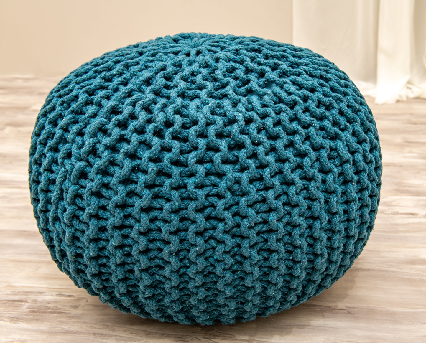 Boho Chic Intertwined Pouf- Turquoise