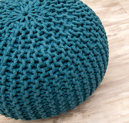 Boho Chic Intertwined Pouf- Turquoise