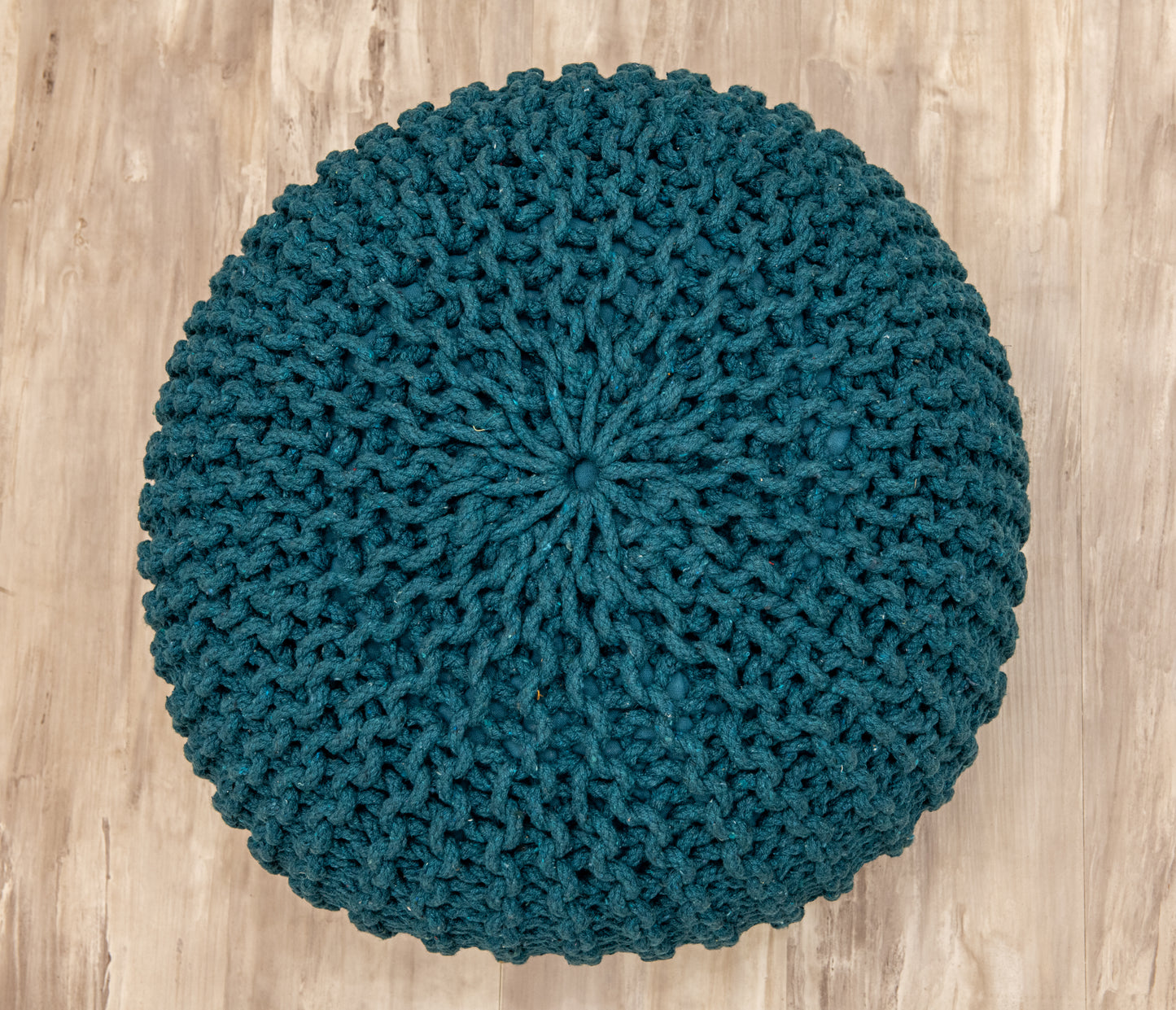 Boho Chic Intertwined Pouf- Turquoise