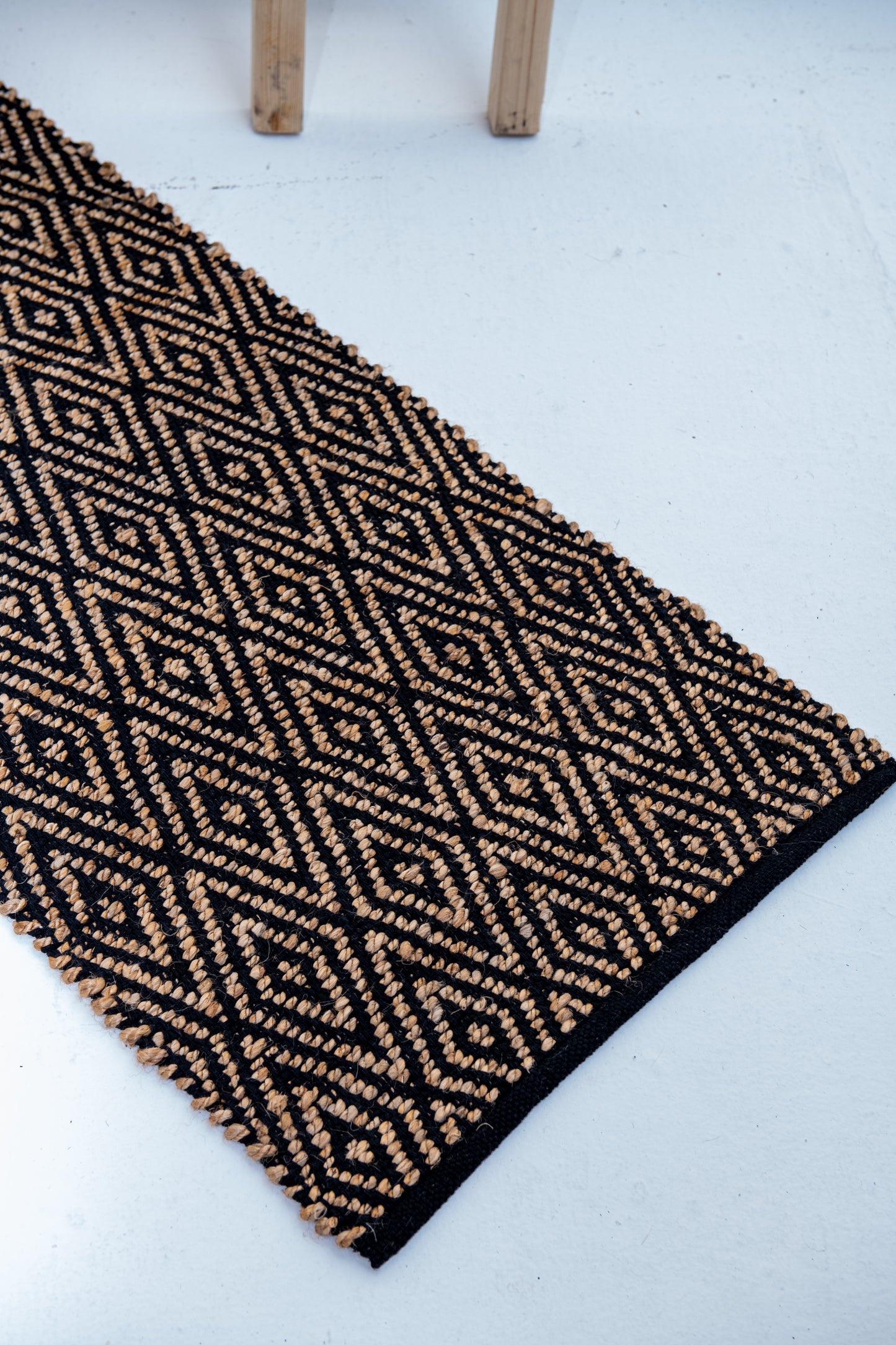 Well Crafted Handwoven Diamond Pattern Rug - Cotton and Jute
