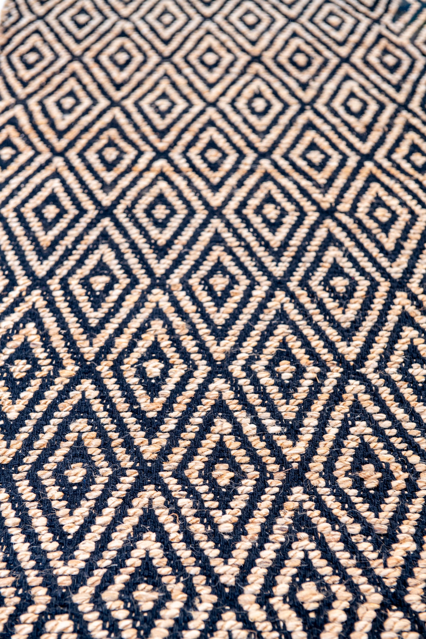 Well Crafted Handwoven Diamond Pattern Rug - Cotton and Jute