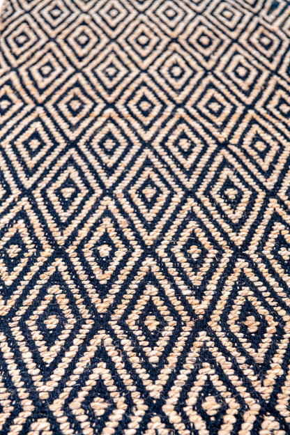 Well Crafted Handwoven Diamond Pattern Rug - Cotton and Jute
