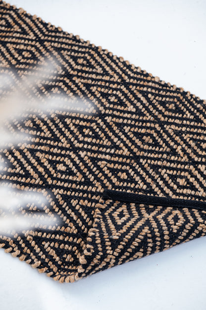 Well Crafted Handwoven Diamond Pattern Rug - Cotton and Jute