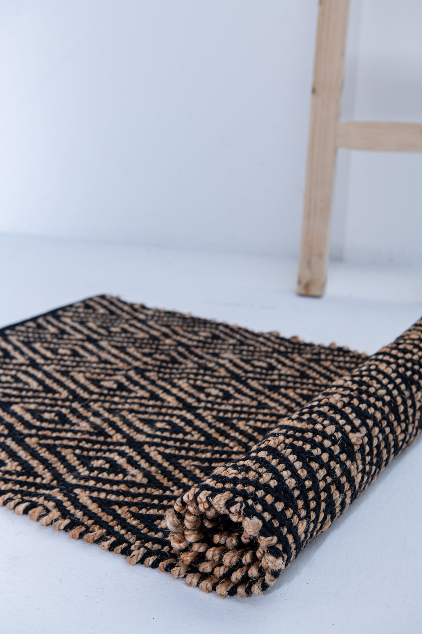 Well Crafted Handwoven Diamond Pattern Rug - Cotton and Jute