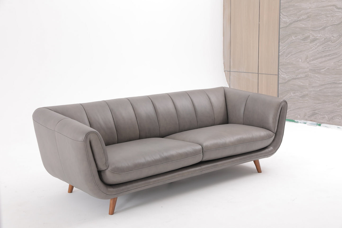 Archaic 3-seater Sofa- Full Cowhide Leather- Grey