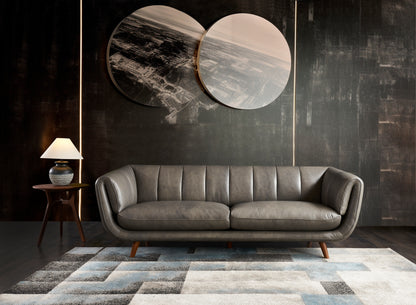 Archaic 3-seater Sofa- Full Cowhide Leather- Grey