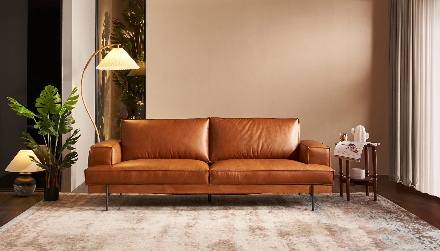Ignis 3-seater Sofa- Full Cowhide Leather-Copper Brown